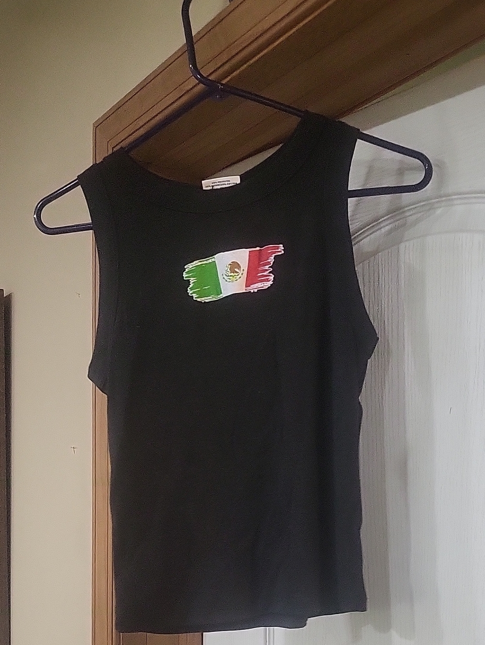Black Kids Tank Top with Mexican Flag Graphic Medium